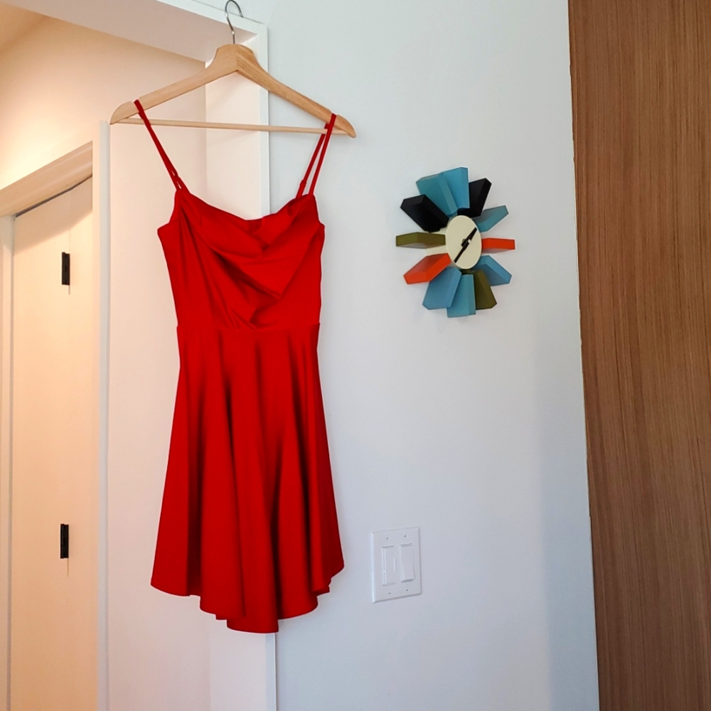 City Studios Juniors' Draped-Top Skater Dress, Size 1, Scarlet - Picture 3 of 10